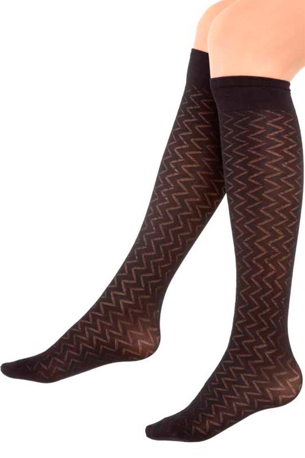 Mite Love Mikro Dizaltı Çorap Irmak Desen Siyah