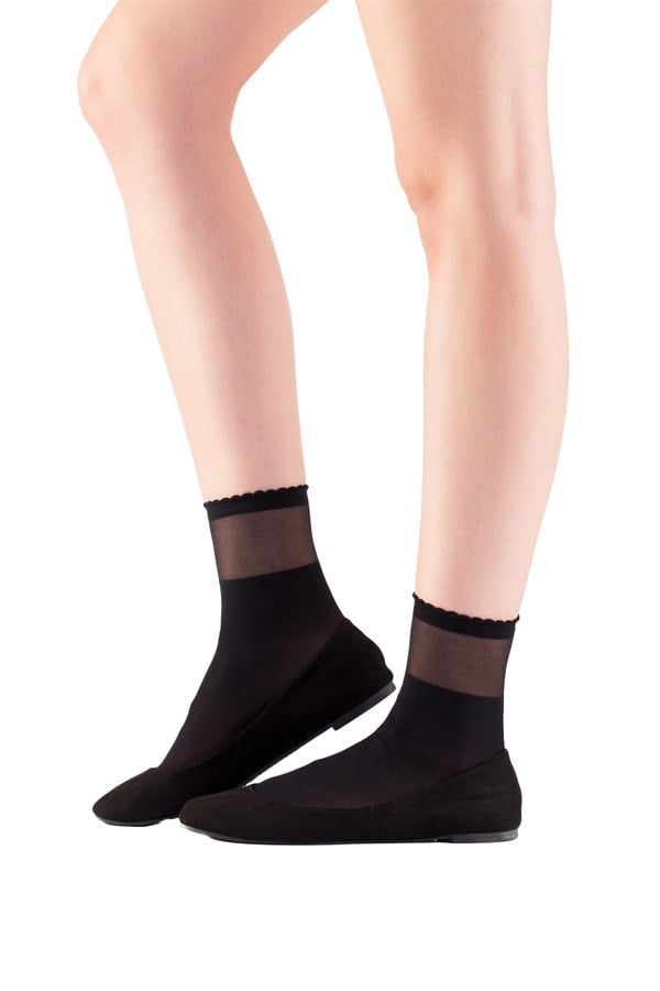 Mite Love Soket Çorap Transparan Bilekli Siyah